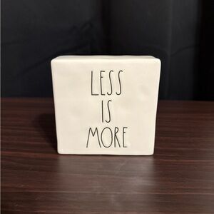 Rae Dunn White 'Less is More' , ‘More or Less’ Block